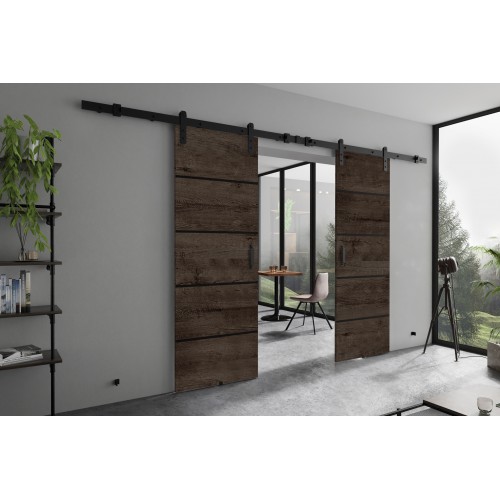 Dubultās bīdāmās durvis LORNI PLUS DUO Loft R, tumšais ozols Dubultās bīdāmās durvis LORNI PLUS DUO Loft R, tumšais ozols